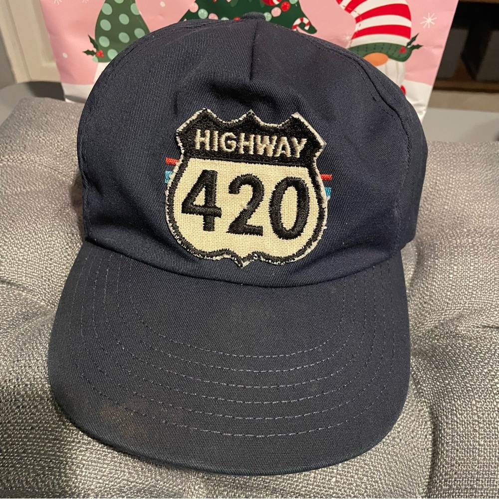 Highway 420 Baseball Cap Weed Cannabis Navy Hat Outdoors